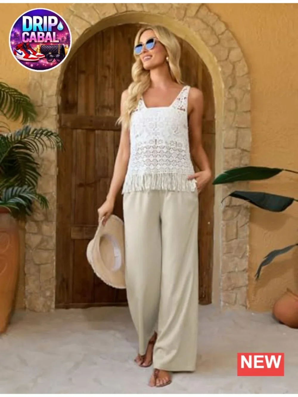 Wide Leg Linen Pants for Women Drawstring Palazzo Trousers with Pockets